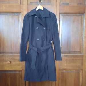 Gap 100% Cotton Dark Brown Trench Coat Belted Long Line Lined Classic Size M